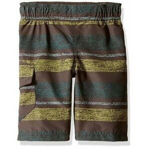 Columbia Swim Shorts NWT Boys XL Brown Stripe Board Shorts UPF 30 Quick Dry